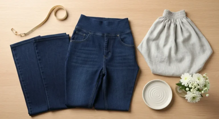 Jeansy plus size z elastycznym wysokim pasem, różnymi nogawkami i miękką miarką krawiecką